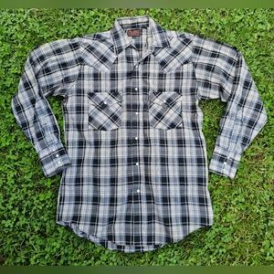 Plains Western Wear Pearl Snap Shirt Men's Cowboy Rodeo Plaid Print Sz Small